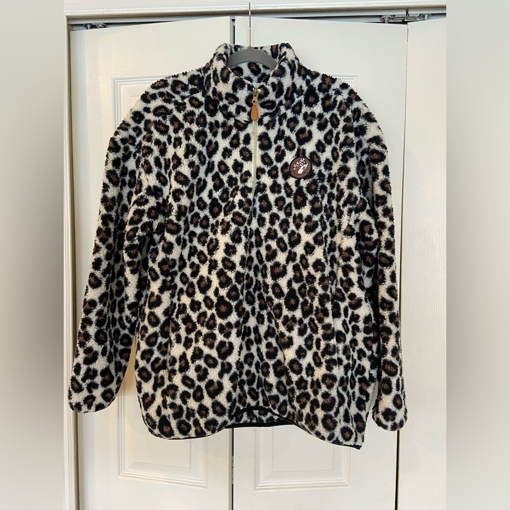 Leopard Print Fleece Quarter Zip